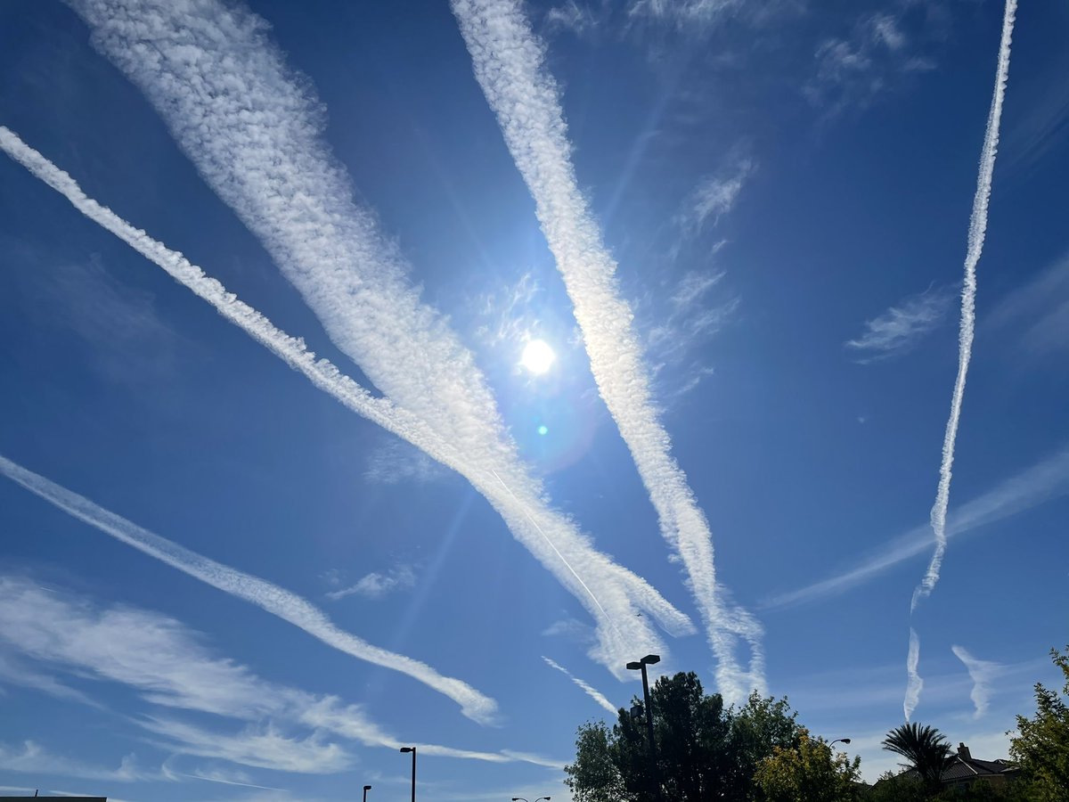 iheartmindy's tweet image. Wait a minute, chemtrails aren’t just something dumb and evil our corrupt government (finally admits) it does, but calls “bioengineering” now?

They’ve been hammering Vegas all year. I woke up to it trending on Twitter and realized they’ve been doing this everywhere.

#chemtrails