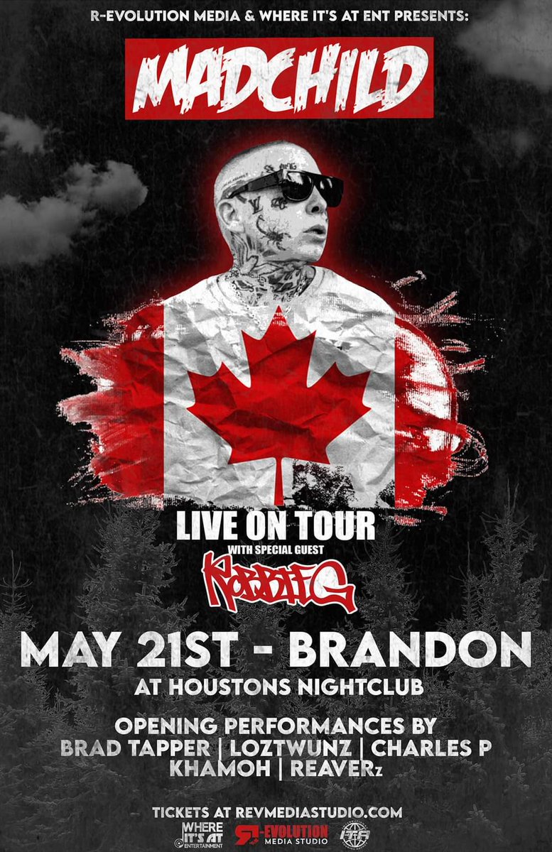 I'm giving away two tickets to see Madchild at <a href="/HoustonsBrandon/">Houstons Nightclub</a> on May 21st! 

Tag who you'd bring and you'll be entered to win!

Winner will be announced on The Pit this Friday, May 5th.

Thanks to REAVERz for providing the tickets.
-Aaron