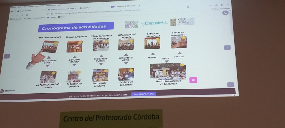 Desde el Ceip Alfar de La Rambla se muestra  el proyecto "Un universo en tu maleta" en la Jornada final de Comunica celebrada hoy día 3 de mayo en <a href="/cepcordoba/">CEP Córdoba</a>. Gracias Carmen del Río coordinadora de Comunica, Julia Jurado y Carmen Serrano <a href="/ColegioAlfar/">14006357 C.E.I.P. - Alfar</a> <a href="/julita_mjc/">Julia</a>