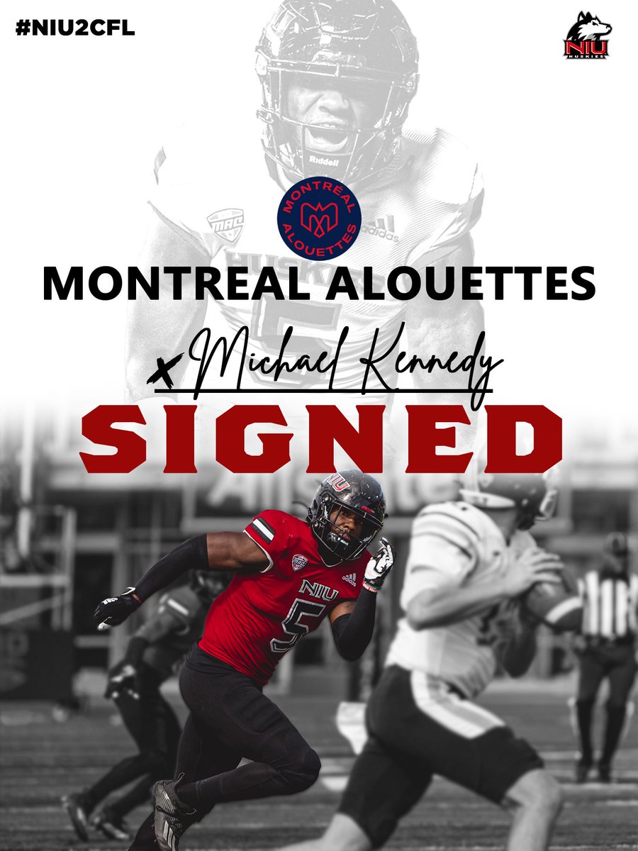 Congrats to @mike_kennedy5 for signing with the @MTLAlouettes!! Get after it Mike!! 🫵🏽💪🏽 #NIU2CFL | #TheHardWay