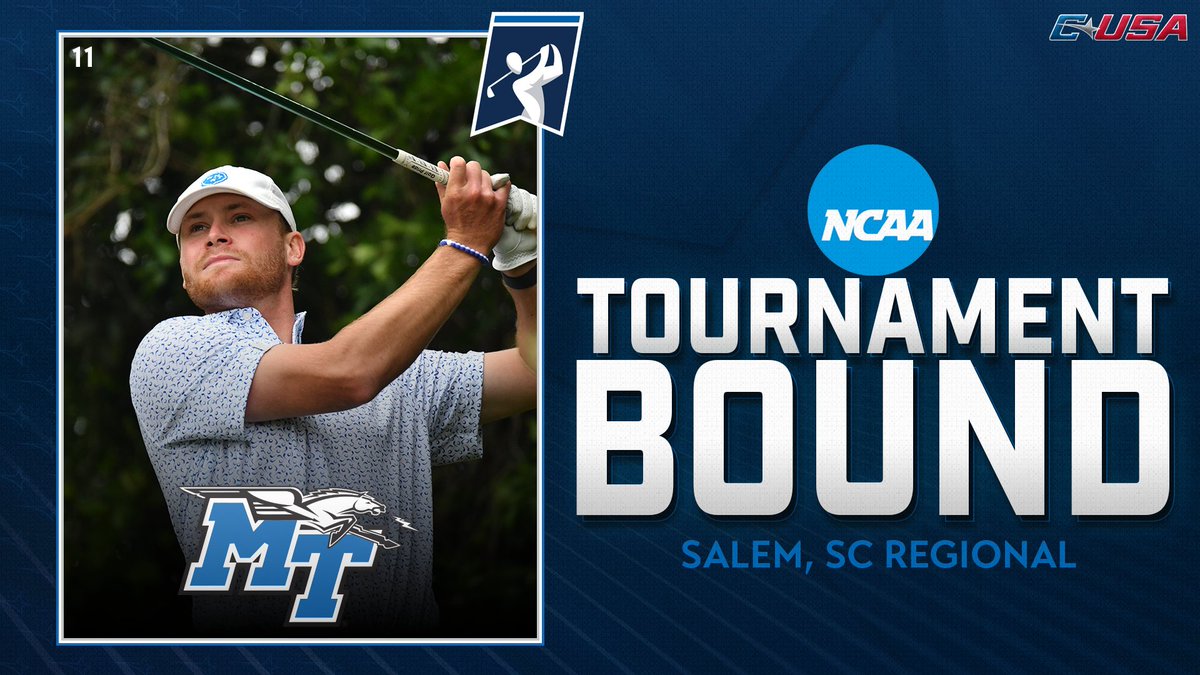 ConferenceUSA's tweet photo. 𝗡𝗖𝗔𝗔 𝗧𝗢𝗨𝗥𝗡𝗔𝗠𝗘𝗡𝗧 𝗕𝗢𝗨𝗡𝗗

@MT_MGolf earns an at-large bid as the 11-seed in the Salem Regional! 

#CUSAGOLF ⛳️ https://t.co/eRJYQTURsq