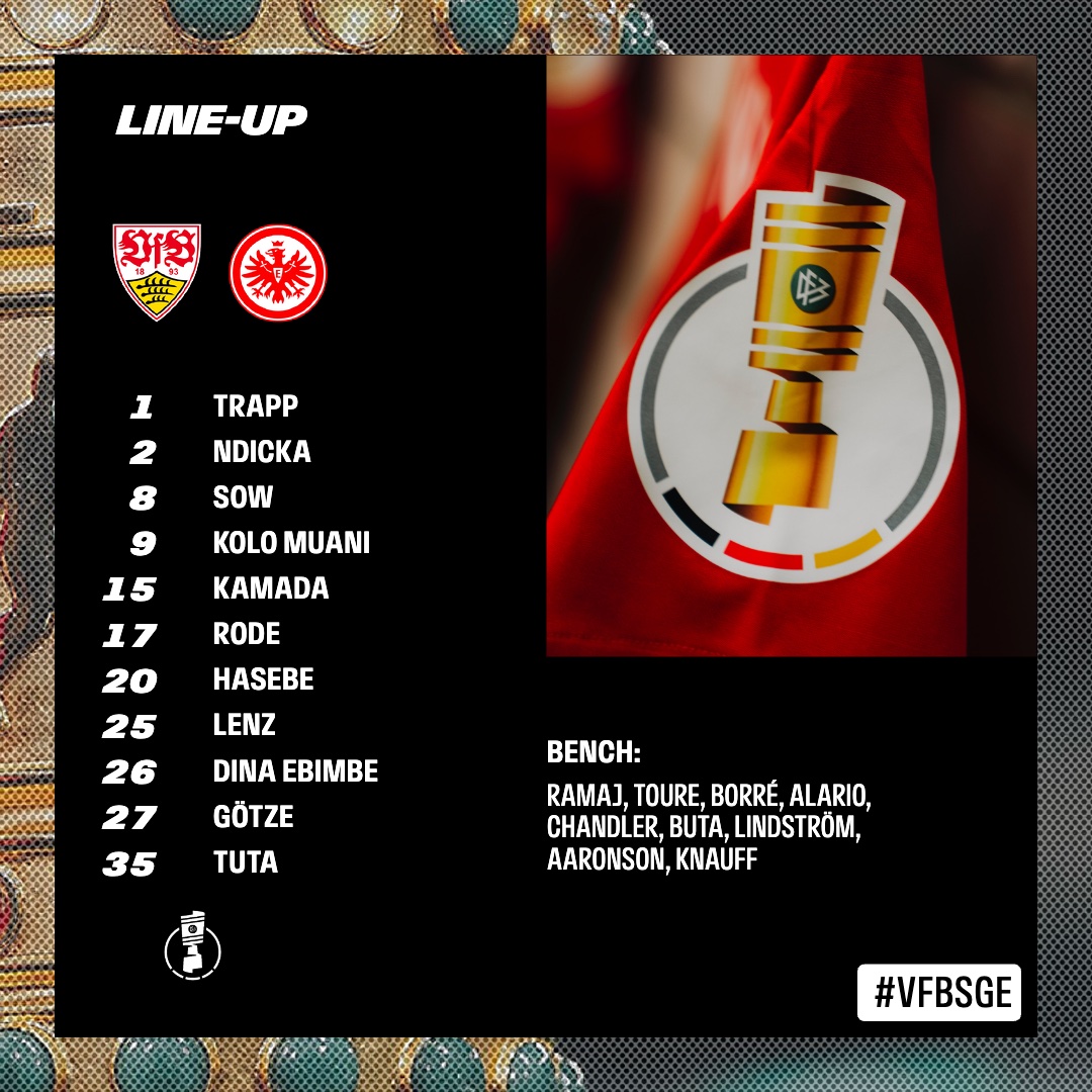 eintrachtint's tweet photo. Our line-up to face @VfB_int 👊

#VfB | #VfBSGE | #DFBPokal https://t.co/pCPGYSd31q