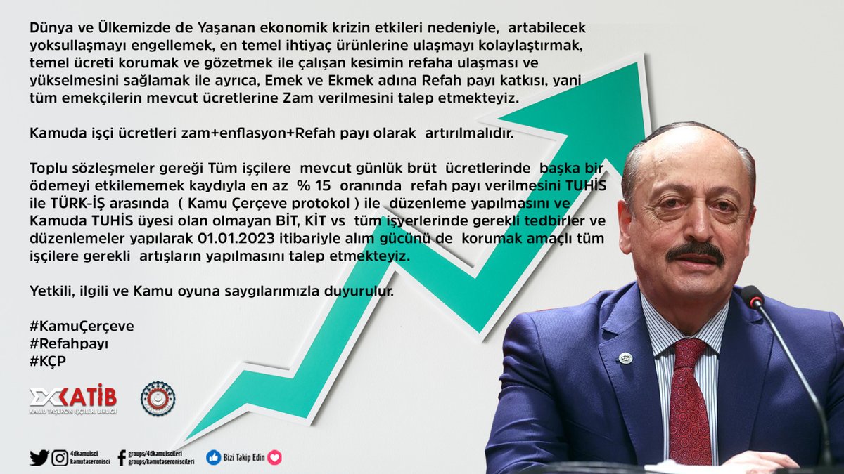 4dkamu's tweet photo. #KamuİşçisiZamİstiyor 🚨Kamu işçisi her gün ağırlaşan ekonomik koşullar altında inim inim İnliyor. Hükümet seçim öncesi işçi kesiminin geçim sıkıntısını çözmek zorundadır.  Bir an önce 700bin işçiye çifte bayramı yaşatın. @turkiskonf @vedatbilgn https://t.co/peGBlZj4IH