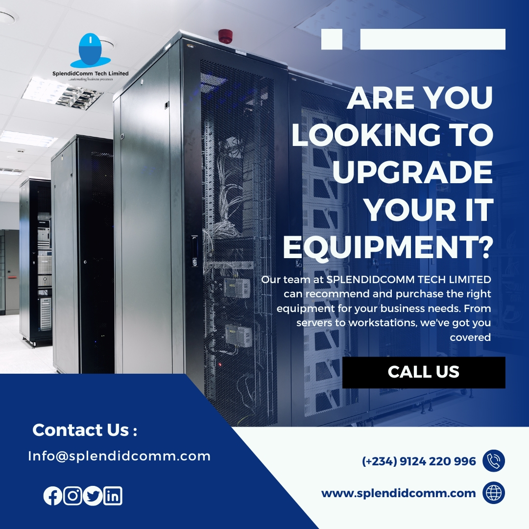 Splendidcomm_t's tweet photo. 👀 Attention all business owners! 👨‍💼💼👩‍💼

Are you looking to upgrade your IT equipment? 🖥️💻 Our team at SPLENDIDCOMM TECH LIMITED can recommend and purchase the right equipment for your business needs. From servers to workstations, we've got you covered. 💪🏼

#ITsolutions https://t.co/8Vbpx6D6AR