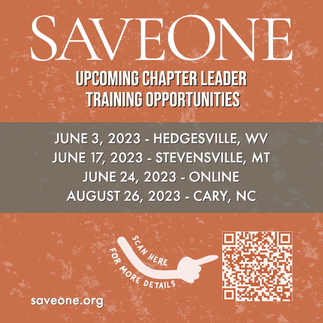 SaveOne1's tweet photo. We have a few SaveOne leadership training opportunities coming up soon! SaveOne training equips you with the skills to conduct the SaveOne abortion recovery Bible study for men, women, and families. 
REGISTER ONLINE TODAY! https://t.co/9aLDyAykkL