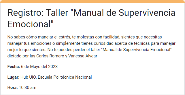 veronicaguamann's tweet photo. 👋 En @experiencies404  @jeank_obando  tenemos preparado un nuevo evento presencial, el manejo de emociones es un tema super importante y este es nuestro granito de arena.

📗Es un evento gratuito pero es importante el registro para que puedan ingresar 
👉https://t.co/ipmttH5PkY https://t.co/X9bAHYFU5u