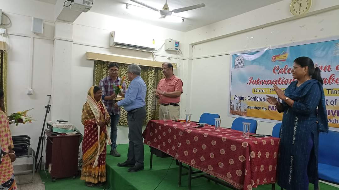 Celebration of #InternationalLabourDay at Fakir Mohan University . On this occasion, all Sweepers, Malis &amp; Labourers working at FakirMohanUniversity are felicitated.
 # FM University # Vyasa Vihar # Balasore# Odisha#India