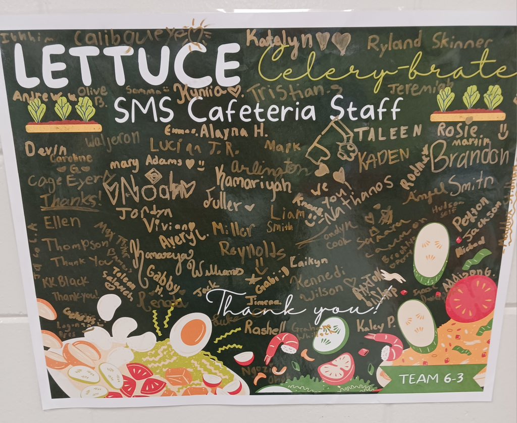 School Lunch Hero’s <a href="/simmonsbucs/">Simmons Middle</a> are loved and Celerybrated 👏🏻!! <a href="/HooverSchools/">Hoover City Schools</a> <a href="/BreakForAPlate/">Break for a Plate Alabama</a>