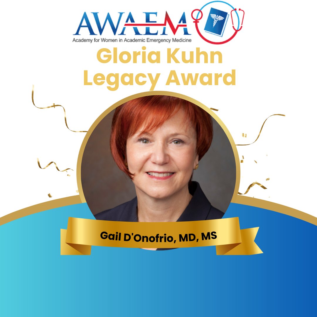 CONGRATULATIONS!! Dr. Gail D'Onofrio is the inaugural winner of our Gloria Kuhn Legacy award. Stop by the AWAEM-ADIEM Luncheon to congratulate Dr. D'Onofrio and our other award winners. #AWAEM @SAEMonline