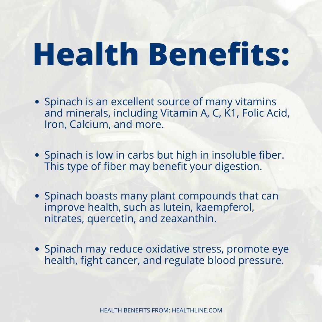 Make spinach a staple in your diet! 🥗 From boosting heart health to improving digestion, this leafy green has LOTS of health benefits. 👊

...
#HealthyFoods #Health #Spinach