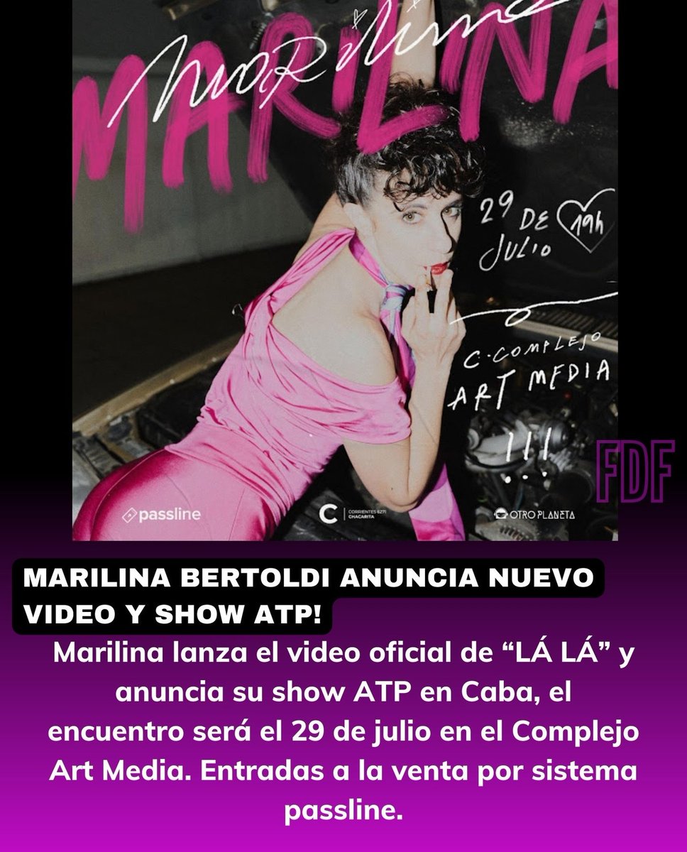 Te vas a perder a Marilina en CABA?
Entradas por <a href="/PasslineArg/">Passline Argentina</a> 
<a href="/MarilinaBrtoldi/">marilina</a> 
.
.

Press <a href="/Mkprensa/">Marisol Koren</a>