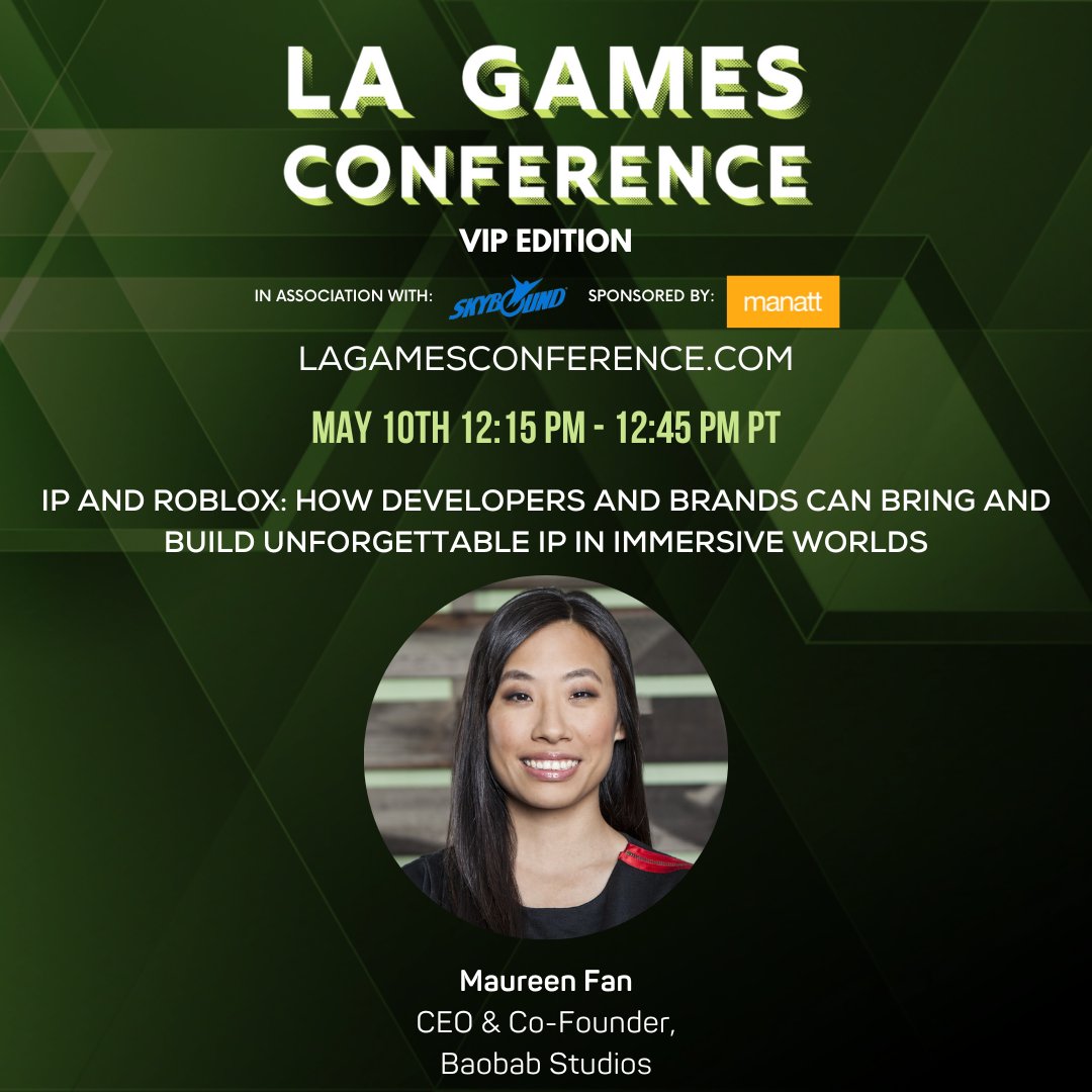 baobabstudios's tweet photo. Join Maureen Fan, Co-Founder and CEO of Baobab Studios at #LAGamesConference May 10th!
IP and @Roblox: How Developers and Brands Can Bring and Build Unforgettable IP in Immersive Worlds. ๐
๐ https://t.co/FRwmTvoQcz
#LAGC2023 https://t.co/8Gopp5Eo42