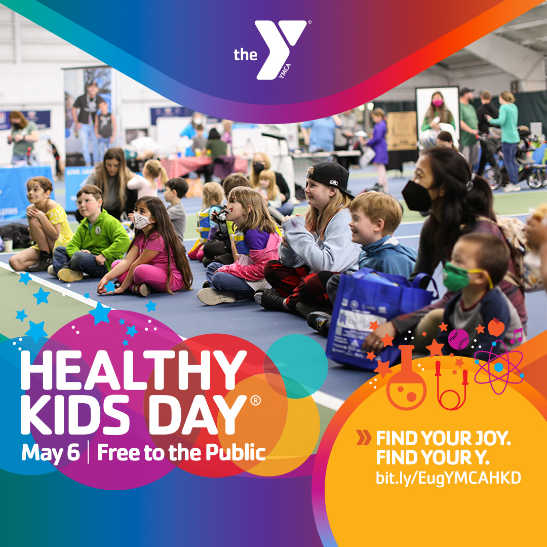 We are very excited to participate in the Eugene Family YMCA's Healthy Kids Day on Saturday. Come say hi! We will be there from 10 am to 1 pm.

There will be: Fun events, games, activities, open swim, group exercise and youth class demonstrations, healthy snacks, and more!