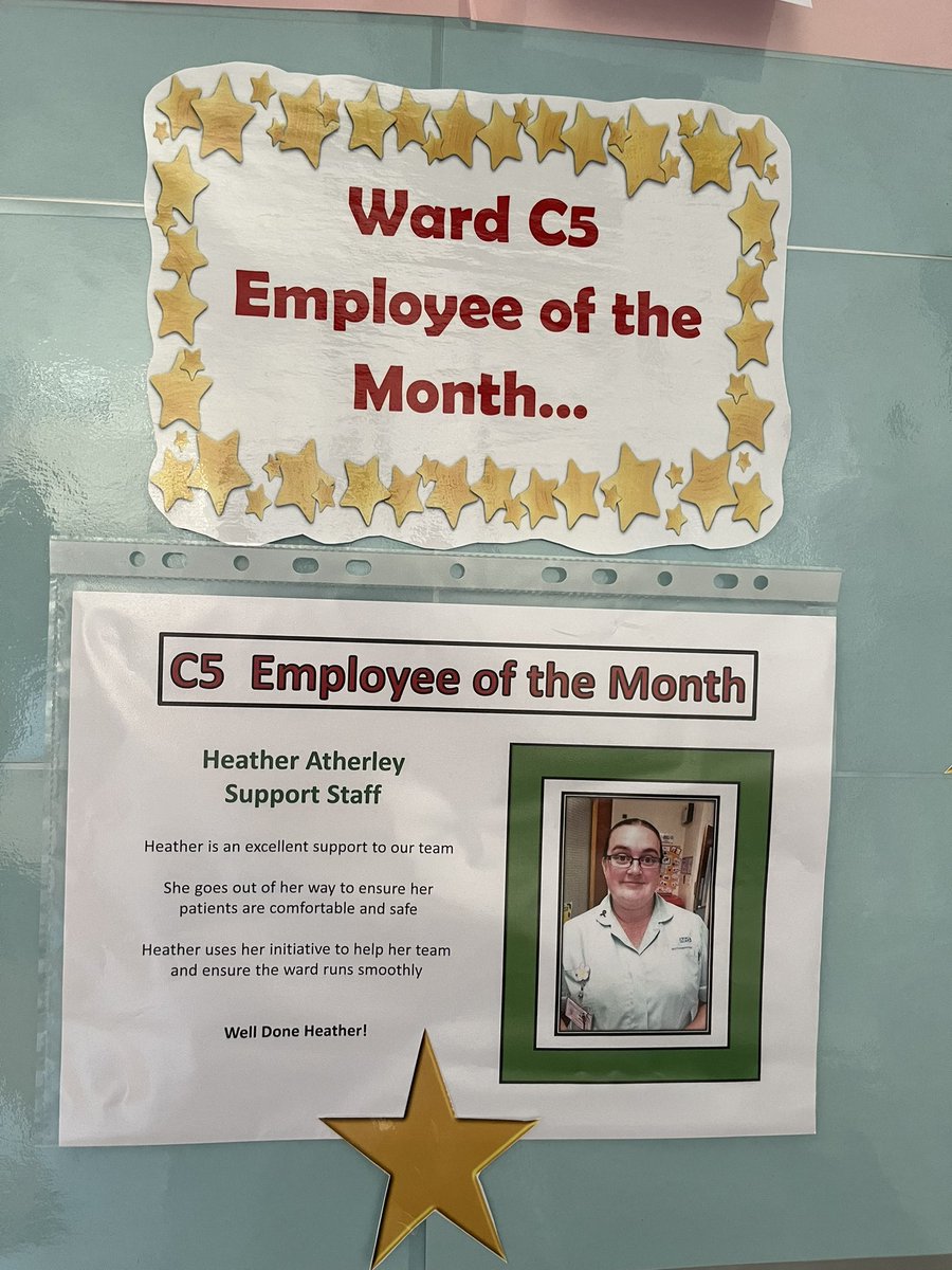 Congratulations to Heather Atherley, our employee of the month! Works hard to support her colleagues and delivers a high standard of care to her patients ⭐️ <a href="/NorthMcrGH_NHS/">North Manchester General Hospital</a>