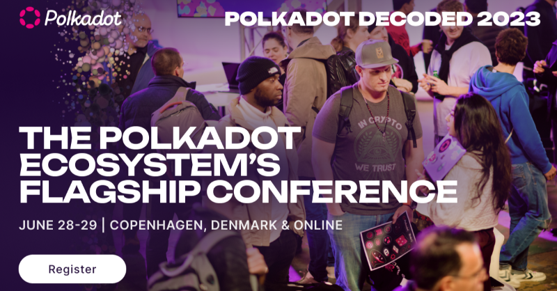 Polkadot's tweet photo. Find out how Polkadot is leading the way to the multichain future, gain insights from Web3 visionaries, and learn about innovative use cases possible #OnlyOnPolkadot - all at #PolkadotDecoded 2023.

Get your free ticket for the online section of the conference 👇