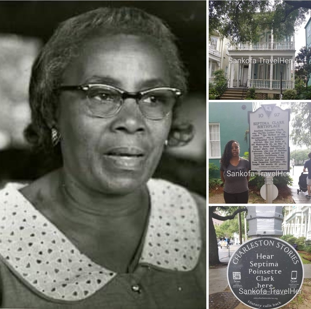 SankofaTravelHr's tweet photo. #OTD 1898, civil rights activist and teacher, Septima Clark, was born. Clark created programs and workshops to help Blacks to learn how to read and write in order to vote. Her home is located at 105 Wentworth St, Charleston, SC. Follow @SankofaTravelHr https://t.co/lgdPU3XPP7