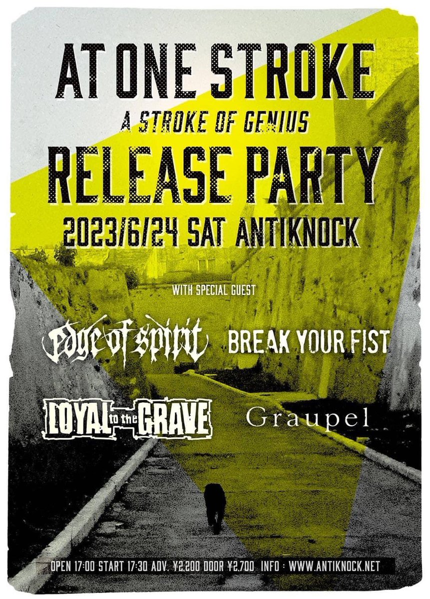 warRock566's tweet photo. 2023/6/24
A STROKE OF GENIUS
release show　
at Shinjuku Antiknock

at one stroke
break your fist
edge of spirit
graupel
loyal to the grave https://t.co/O270Y8IS7o