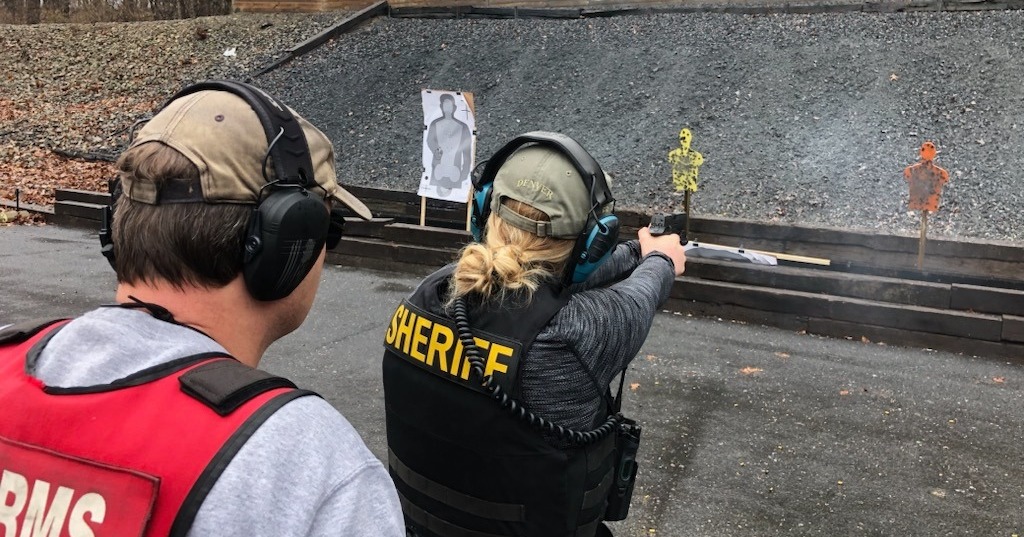 DelCoSheriff's tweet photo. Field training is a must in order for our deputies to maintain proper skills and readiness. Although we rarely are required to discharge our firearms, we must train and be prepared. Here is a shot from a recent training at the gun range. Pun intended.🙃
#TrainWell #DeEscalate https://t.co/wizFPTsDnk