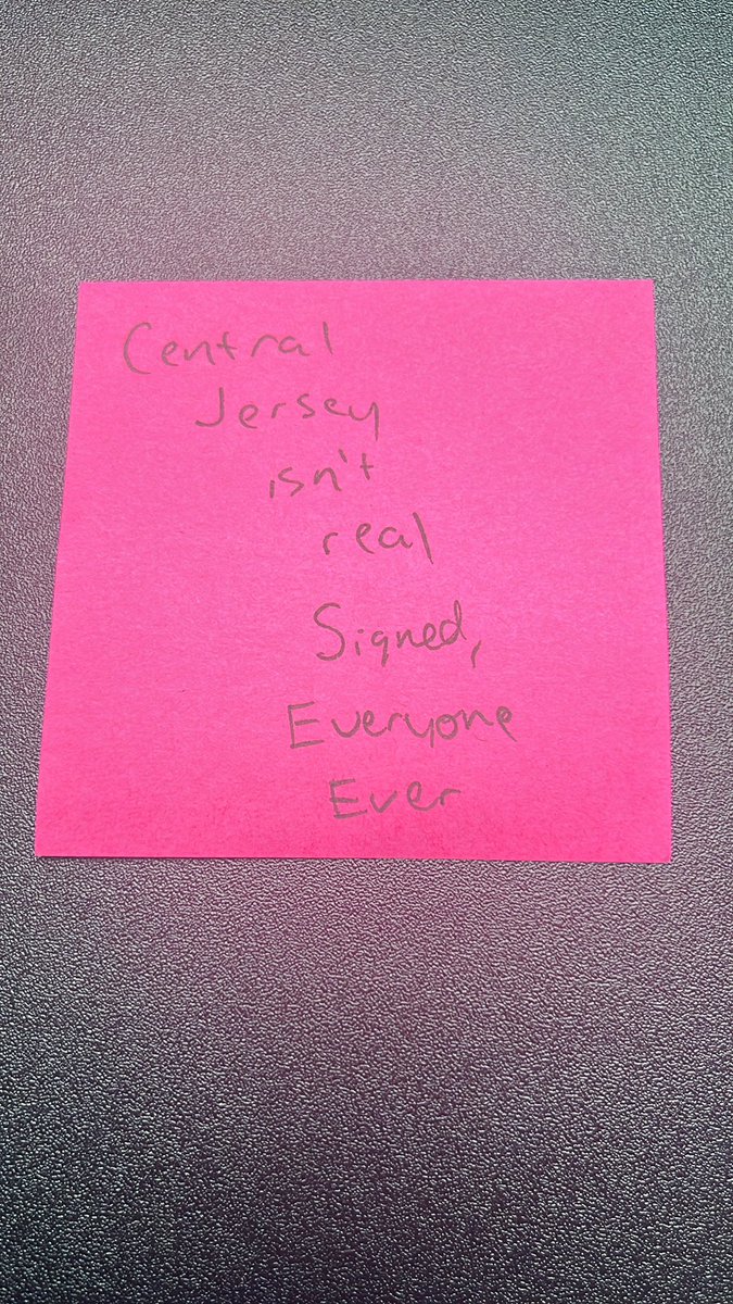 angelafaithhhhh's tweet photo. The AUDACITY of this note being left on my desk at work!!! #IFeelAttacked #CentralJerseyIsReal https://t.co/nwmqgvQxrA