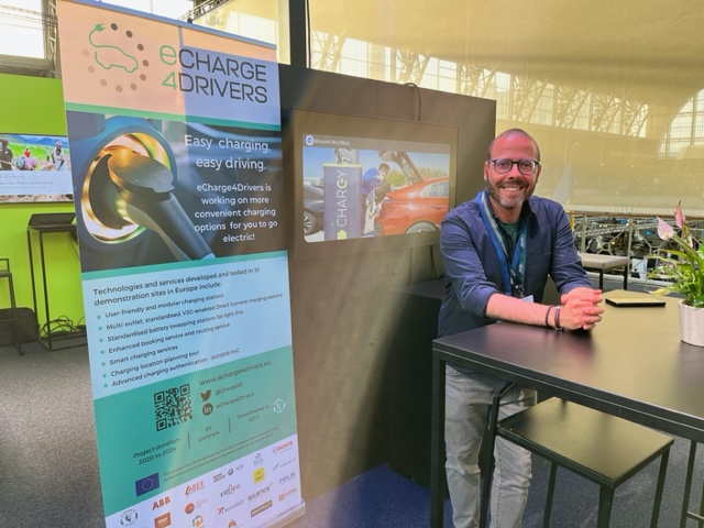 Charge4E's tweet photo. Let's talk about @Charge4E and its #smartcharging solutions! 

If you are at the EUCAR Reception, come meet us at our #ec4D booth to learn more about the project &amp; our recent work towards a #sustainable and user-centric #EV charging 🔋 🔌 experience!

#EUCAR #EUCAD2023 #emobility https://t.co/9MdsyoE8bV