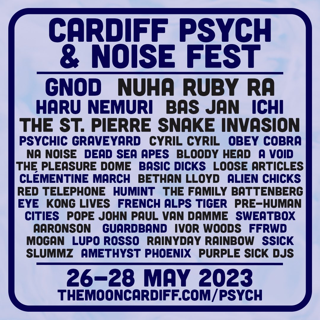 French Alps Tiger (@frenchalpstiger) on Twitter photo Now we’re done crying that tour is over we have lovely gig announcements for you💋
Psych & Noise Fest at <a href="/TheMoonCardiff/">The Moon Cardiff 🎟️SUPPORT YR LOCAL MUSIC VENUE</a> on Friday the 26th of May! shorturl.at/EQZ59
Then Sunday 28th at The Garage Uplands with some kick assss local bands 💥shorturl.at/ijIN7 Now we’re done crying that tour is over we have lovely gig announcements for you💋
Psych & Noise Fest at <a href="/TheMoonCardiff/">The Moon Cardiff 🎟️SUPPORT YR LOCAL MUSIC VENUE</a> on Friday the 26th of May! shorturl.at/EQZ59
Then Sunday 28th at The Garage Uplands with some kick assss local bands 💥shorturl.at/ijIN7