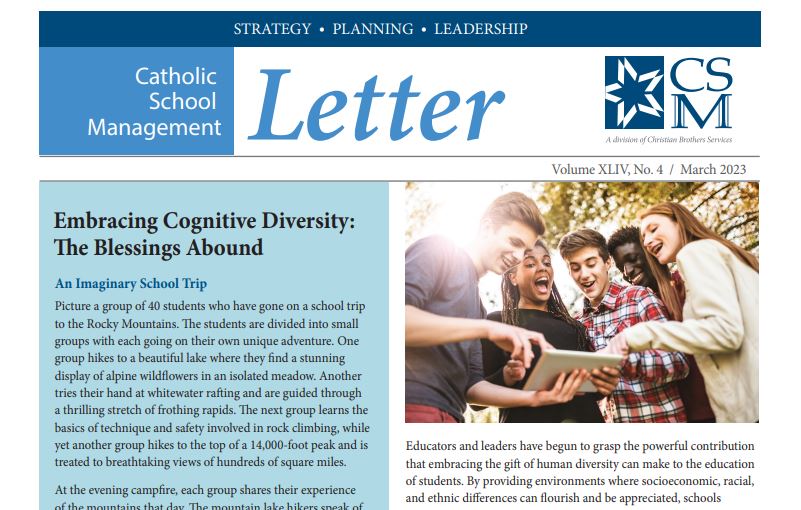 Check out the latest Catholic School Management Letter, Embracing Cognitive Diversity.  Even before the pandemic, Catholic schools leaned into much more than academics and religious education, focusing on the whole child. cbservices.org/assets/images/…