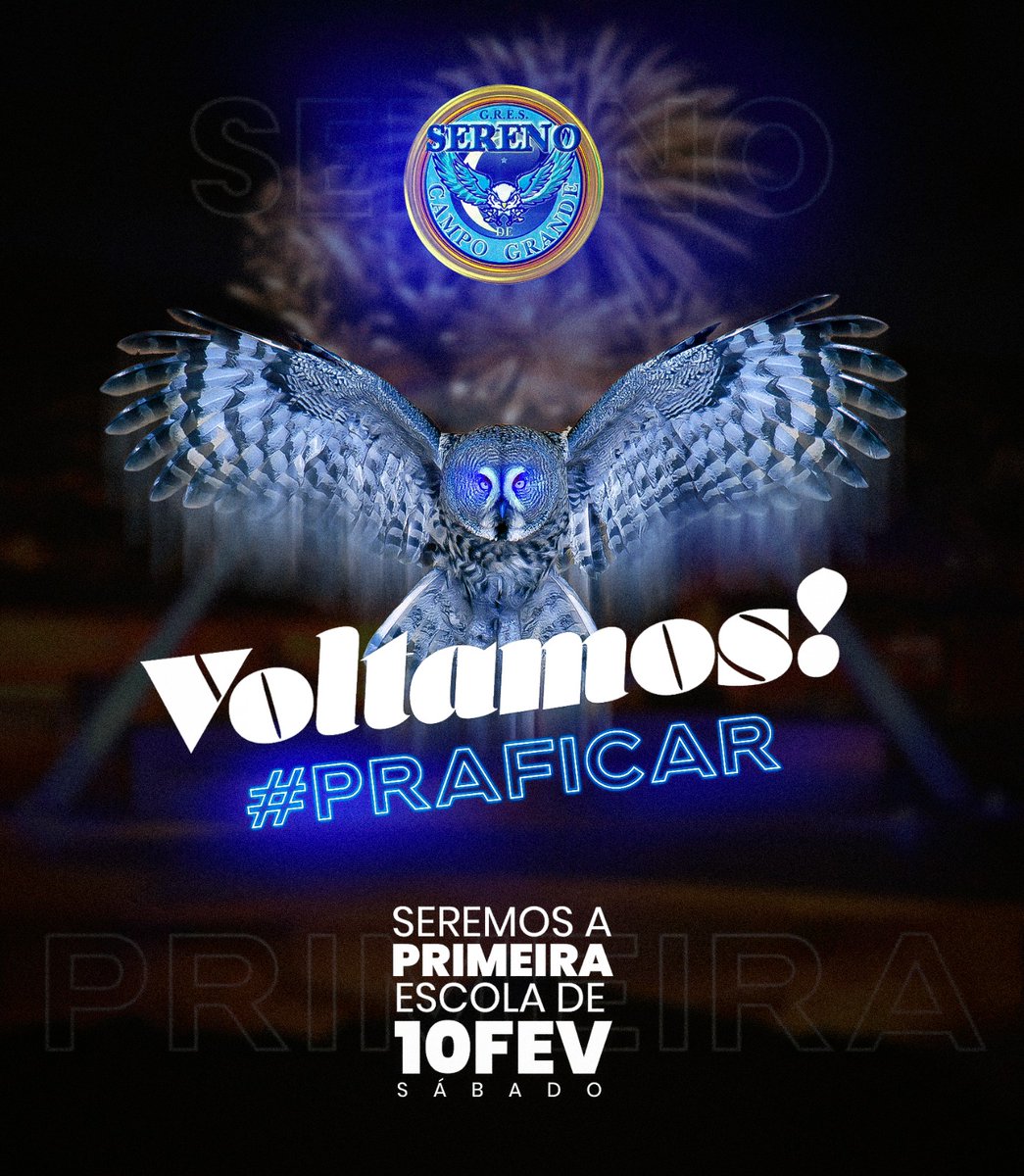 serenocgoficial's tweet photo. Depois de 10 anos de ausência do maior palco da cultura popular, seremos a Primeira Escola à desfilar no sábado (10 de Fevereiro de 2024).
Ansiedade a mil!
💙🦉🤍
#voltamos
#praficar
#ligarj
#serieouro
#sapucai
#nossolugar https://t.co/6TdqzVRbkX