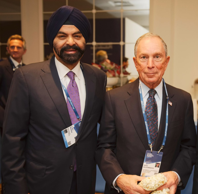 MilEntMorgan's tweet photo. MikeBloomberg: Great to see Ajay Banga confirmed as @WorldBank president. His track record of building bridges across business &amp; government, &amp; his commitment to integrating climate change into the bank's mission, will help spur more sustainable economic … https://t.co/EZOzJZNfHl