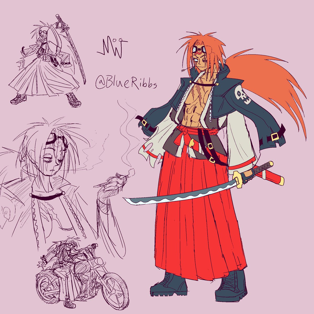 BlueRibbs's tweet image. for almost a year now, i've been making my own redesigns of guilty gear characters and having lots of fun doing it :D