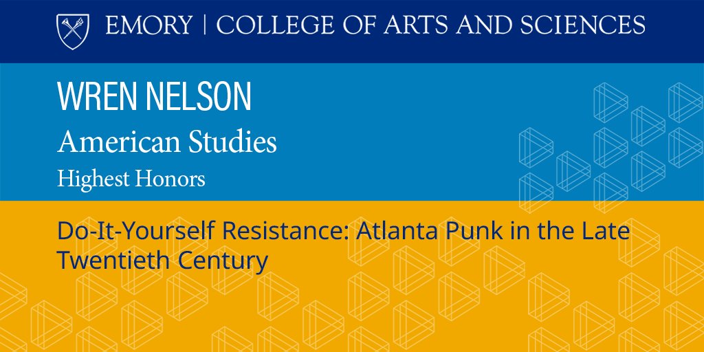 The American Studies major from <a href="/emory_ila/">Emory Institute for the Liberal Arts</a> focuses on topics distinctive to the U.S. and broader Americas, like this research into punk's significance to Southern activism.
Congrats, Wren!
