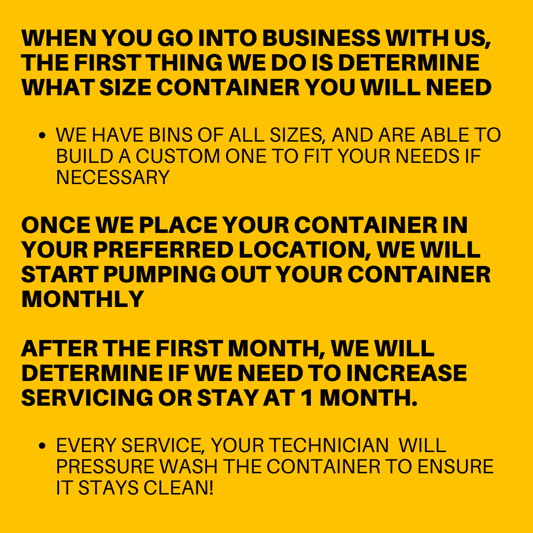 FirstTXGrease's tweet image. Wondering how our fry oil services work?

Contact us today to learn more about our hassle-free grease and fry oil pickup &amp;amp; cleaning services!

#firsttexasgrease #houstonrestaurants #foodtrucks