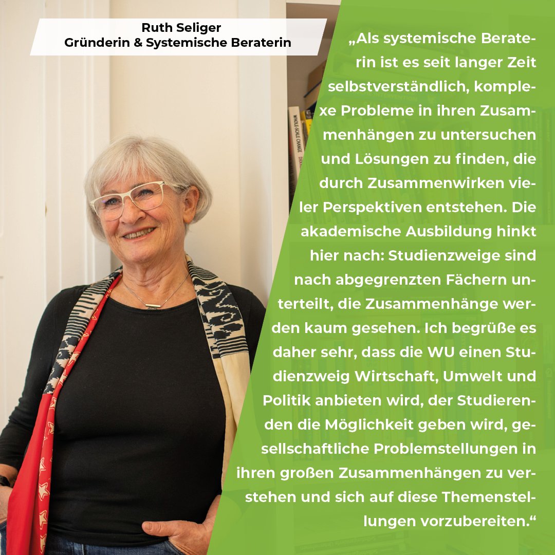 wu_wupol's tweet photo. Ruth Seliger ist systemische Beraterin und erwartet sich von WUPOL "eine neue Qualität der akademischen Ausbildung" - Wir bemühen uns, das zu erfüllen! ;)
#wirtschaft #umwelt #politik #economy #consulting #wupol #wuwien https://t.co/mw2tMZL0CH