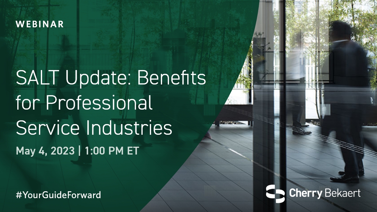 Learn how professional service companies can maximize state tax opportunities and mitigate potential risks. Register now for Cherry Bekaert's webinar on 5/4: ow.ly/9ZF0104FLp8

#StateTax #Tax #PTET