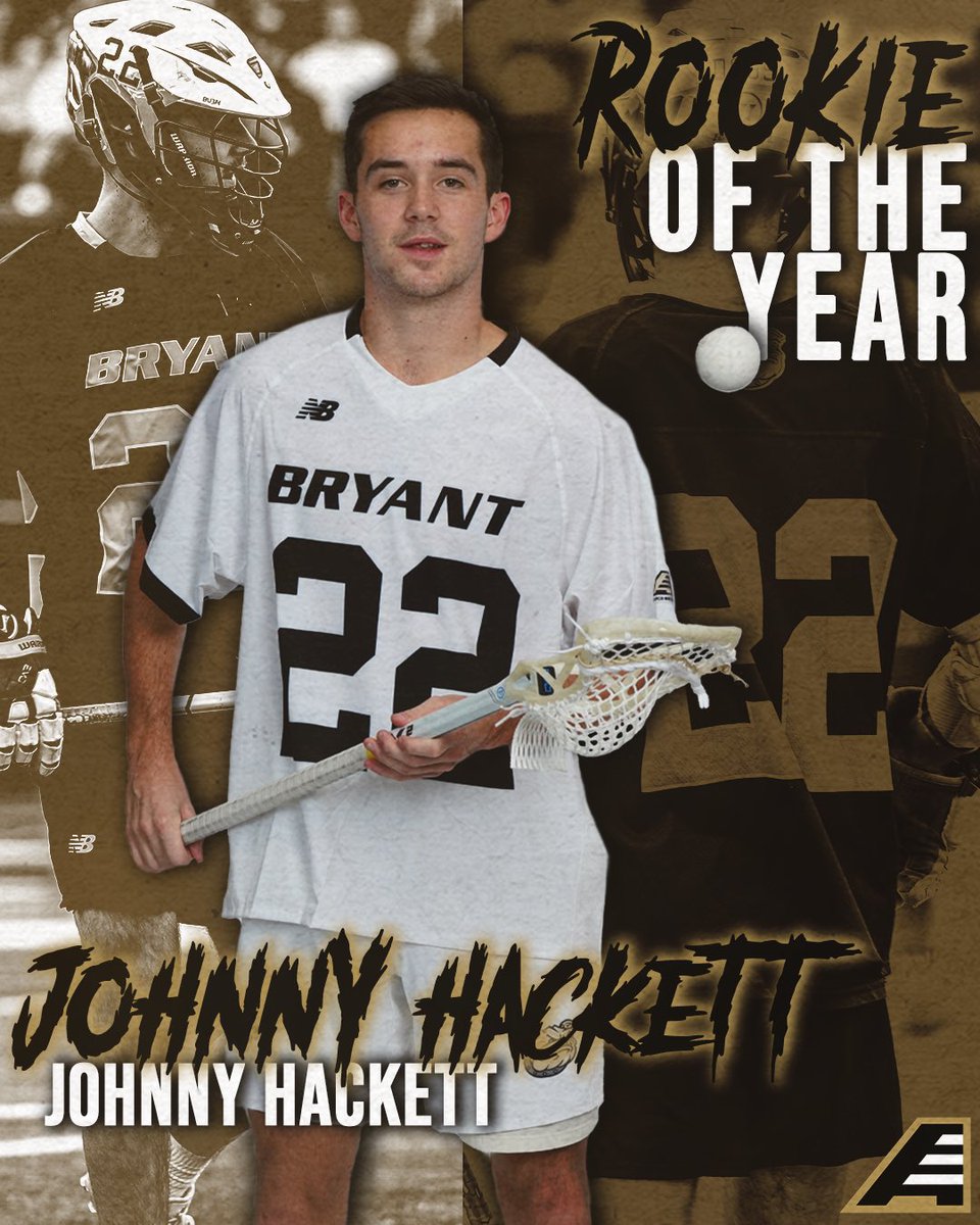 AmericaEast's tweet image. - #𝐀𝐄𝐌𝐋𝐀𝐗 𝐑𝐨𝐨𝐤𝐢𝐞 𝐨𝐟 𝐭𝐡𝐞 𝐘𝐞𝐚𝐫 -
goes to Johnny Hackett of @Bryant_MLax!

🥍 Unanimous Rookie of the Year selection
🥍 Tied for second in #AEMLAX in goals (39) and goals per game (2.79)

🏆: bit.ly/3p7MzmX