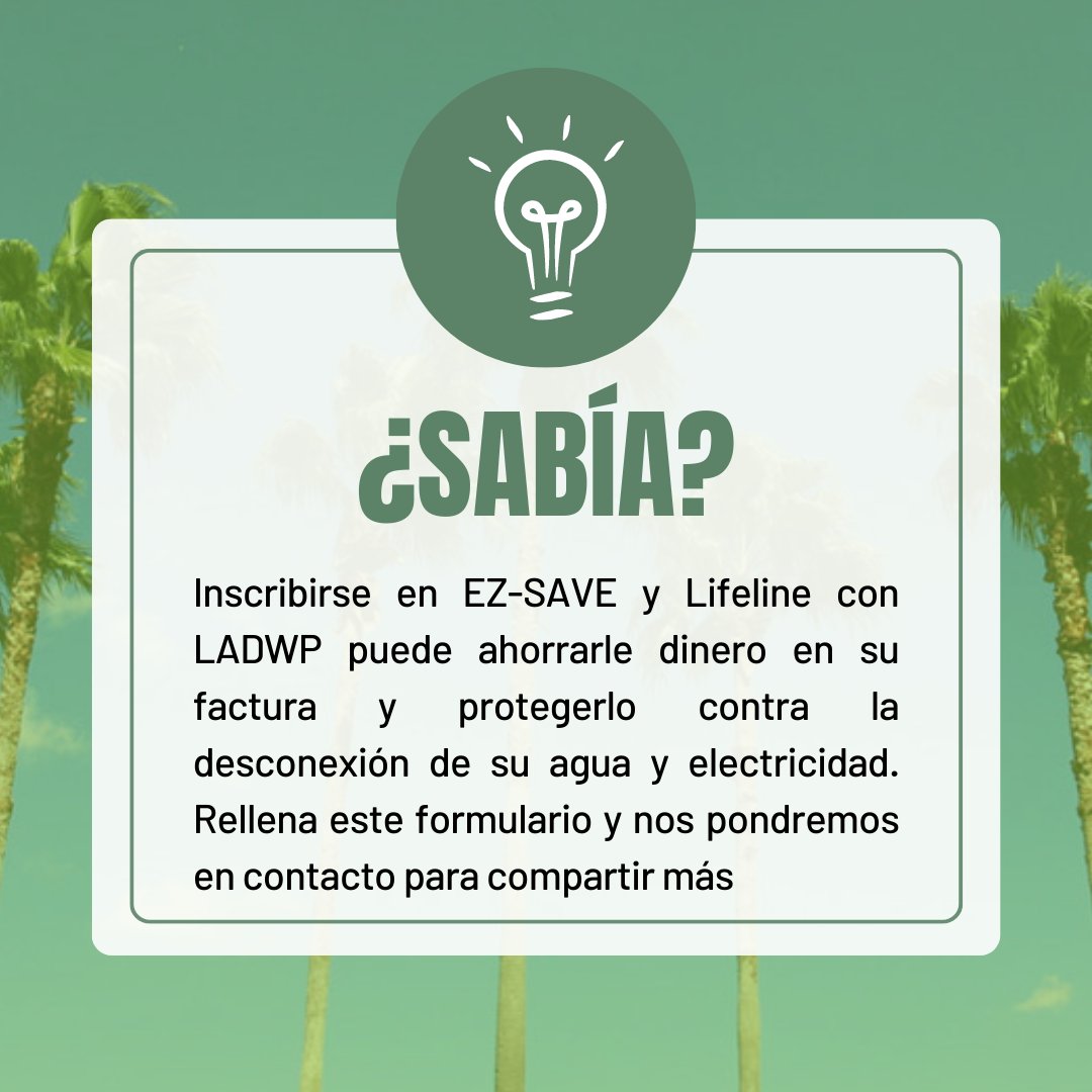 If you are concerned about getting your water and power disconnected, please enroll in <a href="/LADWP/">LADWP</a>'s EZ-SAVE and Lifeline programs! If you need help, fill out this form. 
tinyurl.com/ezsaveandlifel…