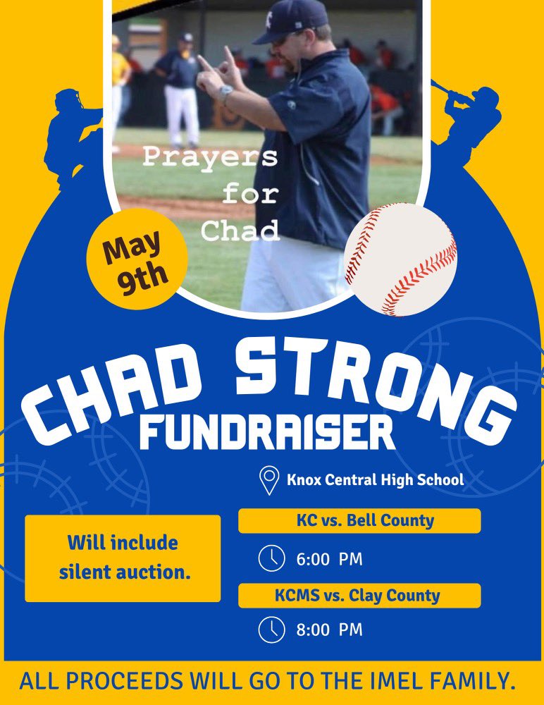 baseball_knox's tweet photo. 🚨 Mark your calendars! May 9th we will have a benefit game for coach Chad Imel and his family!! Please come out and show your support. 

High School and Middle School will both play. https://t.co/yMQaPqjjoK