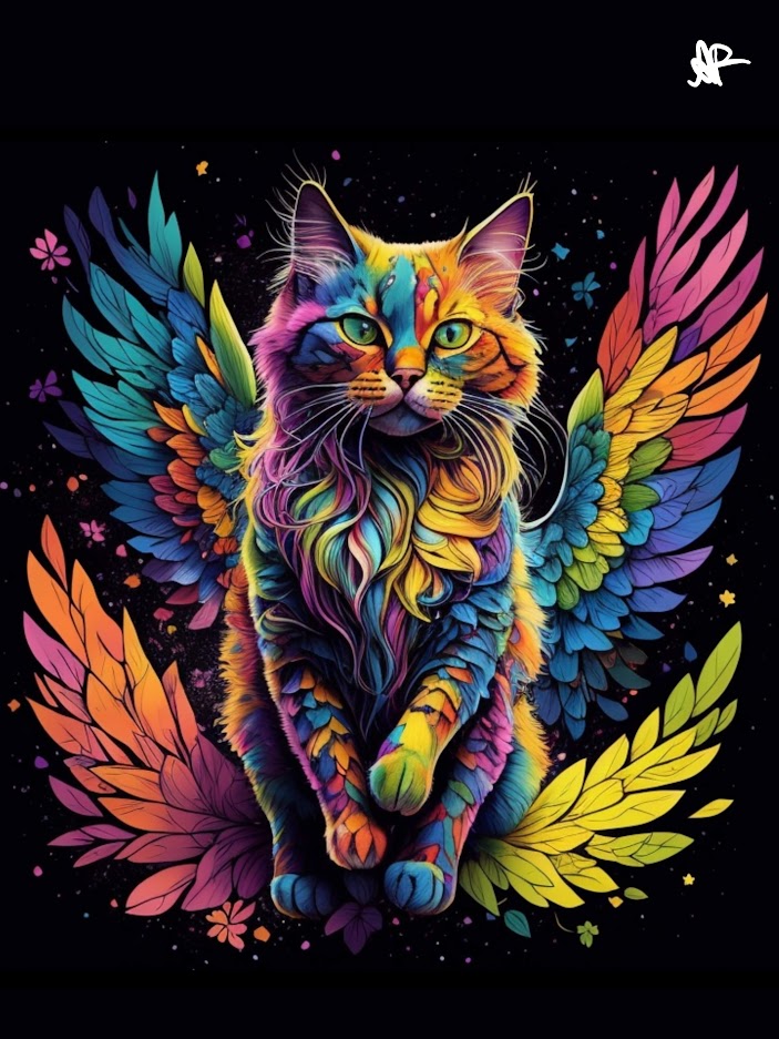 AFDESIGNANDART's tweet image. Introducing the new beauty "Sable" "Enchanting and vibrant #digitalart available as an #NFT - "Magic in Colors" features multi-colored winged cats, amidst a whimsical world of flowers and butterflies,  Price: 0.08 $eth. #NFTCommunity #NFTartist #NFTdrops #OpenSeaNFT  Link in bio
