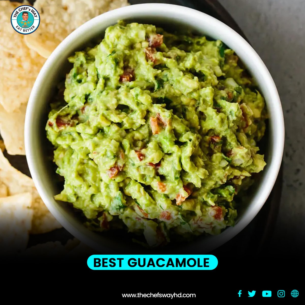 #guacamole #tacos #bun #burger #mexico #avacados #tomatoes #garlic  #temperature #onion #chopped #jalapeno #pepper #health #thechefsway
Whether  you serve it as a simple dip, load it on top of your tacos, or smear it  on a bun as a burger topping.