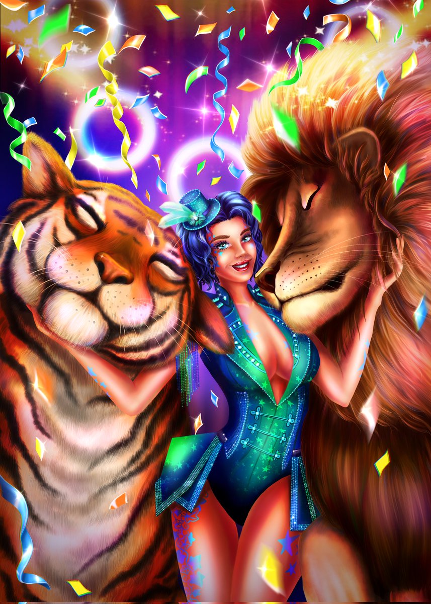 Tamer Mila just loves her animals, calling them affectionately - my cats.🐯🦁 In love and care, the tiger and the lion have become very tame and kind and are ready to perform absolutely any number with Mila!🥰
They love and trust Mila very much. Love works wonders!😇