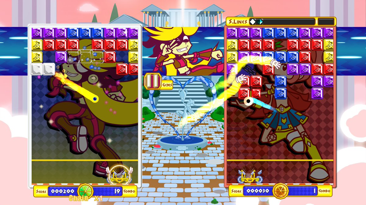 Route5Games's tweet photo. Los diálogos lo escribimos en ingles pero no se dejen engañar Gematombe es 100% Chileno, y ya esta disponible tanto en Steam como en consolas, si les gustan los juegos de puzzle como Puyo o Puzzle Bobble no duden en probarlo #VGCWeek🇨🇱 https://t.co/dihJr1zpSs