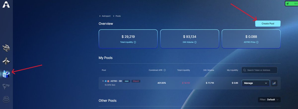 La_knock75's tweet photo. [6/8]
➡️ Go " POOL PAGE " 
➡️ "Create Pool "
➡️ New ASTRO / SEI pool
➡️ "Confirme Pool Création " https://t.co/IaDCE2PzrN