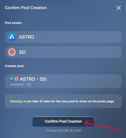La_knock75's tweet photo. [6/8]
➡️ Go " POOL PAGE " 
➡️ "Create Pool "
➡️ New ASTRO / SEI pool
➡️ "Confirme Pool Création " https://t.co/IaDCE2PzrN