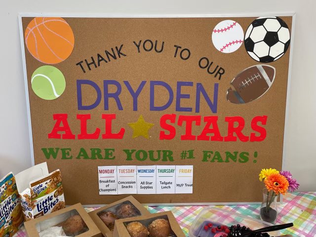 DrydenPTA's tweet photo. We are having a lot of fun celebrating our amazing teachers and staff this week! Everyone at Dryden goes beyond the call of duty to make a positive impact on our children's learning &amp; development. And we are grateful! We have more in store for the next two days! https://t.co/ubCkVcEb60