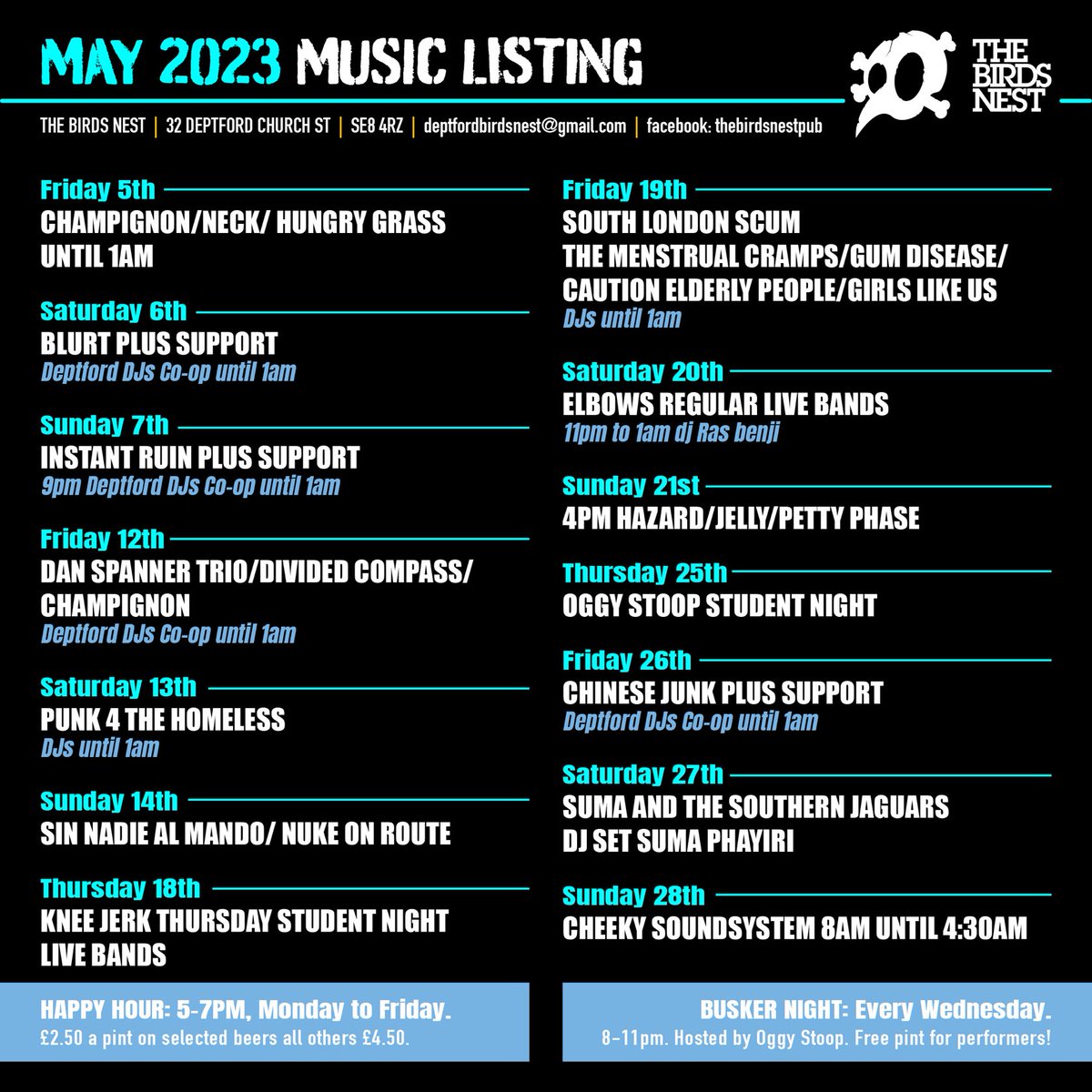 The Birds Nest (@thebirdsnestpub) on Twitter photo May gig listings May gig listings