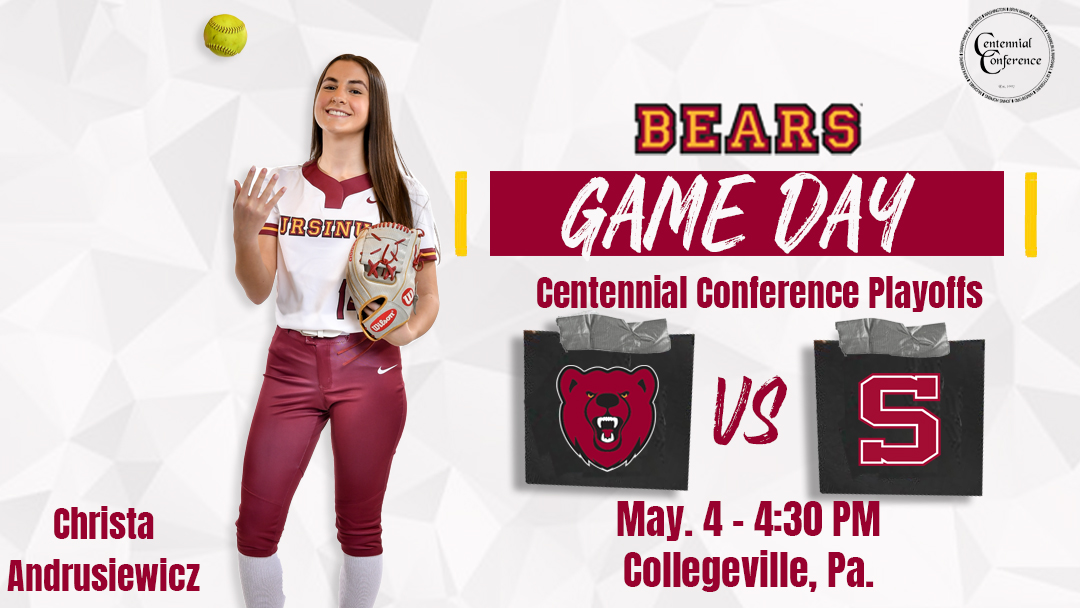 Playoff Softball is back in Collegeville! <a href="/UrsinusSball/">Ursinus Softball</a> hosts Swarthmore this afternoon in their first game of the Centennial Conference Tournament! #UpTheBears 
⏰: 4:30 p.m.
 📍: Collegeville, Pa.
📊: bit.ly/423byX0
📺: bit.ly/3p6oj4E