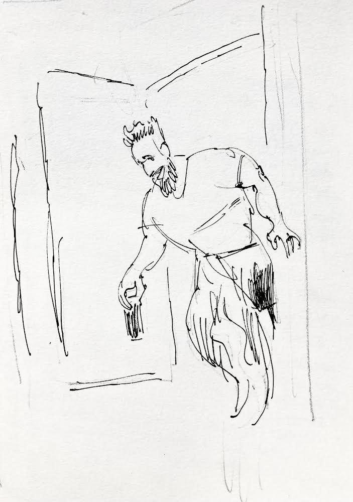 In Portland for <a href="/MegaphonicFm/">Megaphonic FM</a> live show a couple weeks ago, as the Alan Davies / Susie Dent figure on Game Show 1939. Contestant @gabriel_liston sketched me during the event! Did Gabriel triumph? Listen to Game Show 1939 to find out megaphonic.fm/gameshow/7