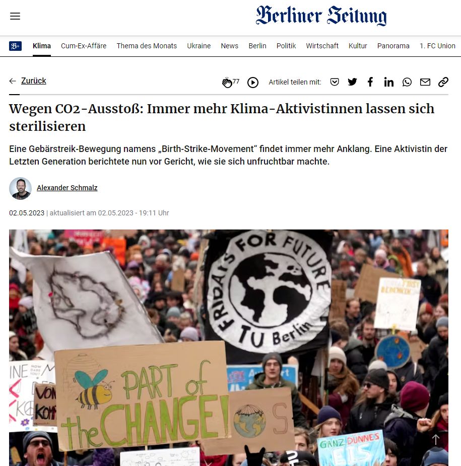 behindthematrix's tweet photo. Man arbeitet daran nun auch wirklich die letzte Generation zu werden. 🤷‍♂️

Wegen CO2-Ausstoß: Immer mehr Klima-Aktivistinnen lassen sich sterilisieren https://t.co/CHx3g772Xm
