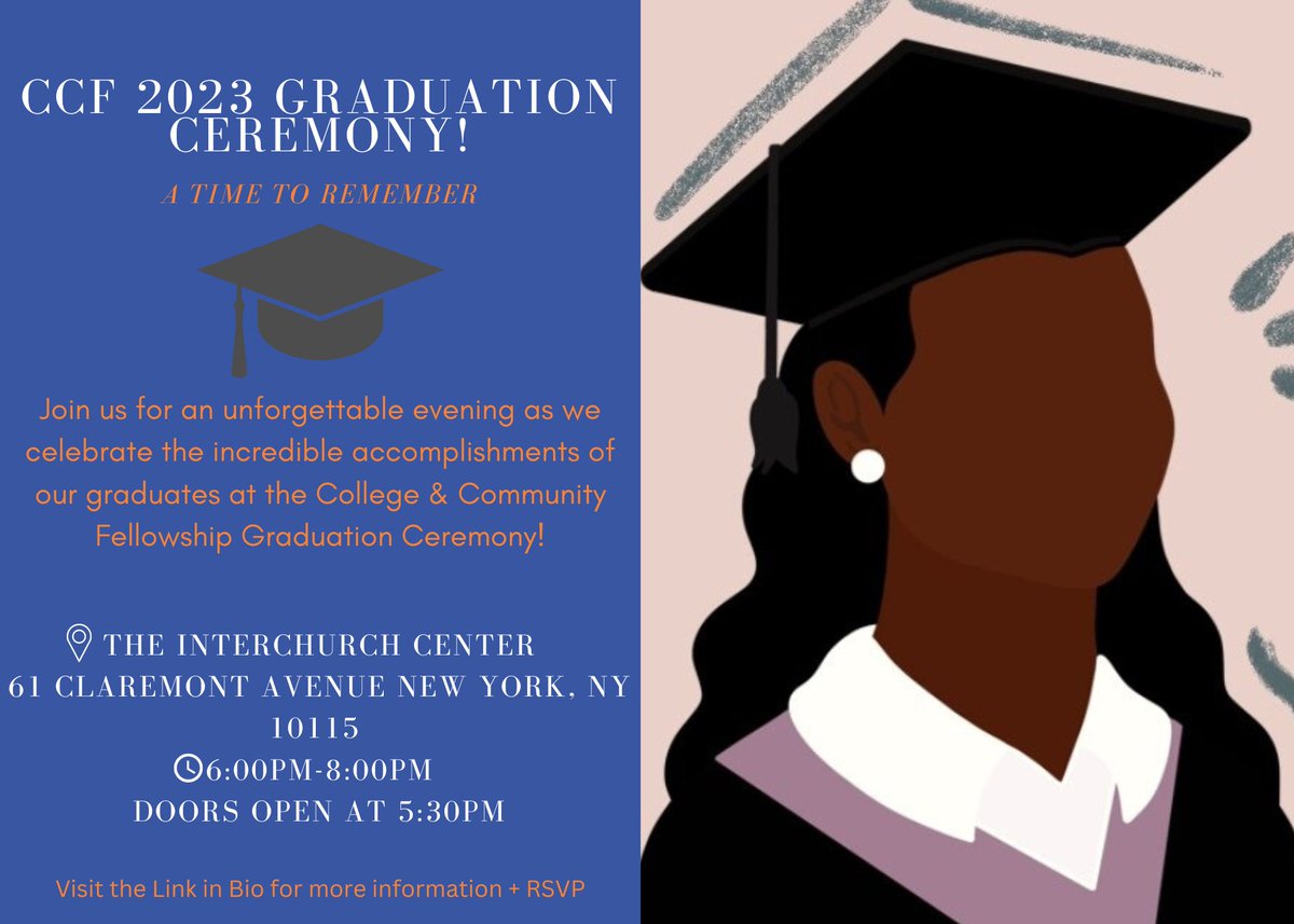 ccf_ny's tweet photo. "🎓 Join us on June 2nd for an unforgettable graduation ceremony hosted by our community! With inspiring speakers, a powerful performance, and a theme of "A Time to Remember," this event is not to be missed. RSVP below 
https://t.co/FFxmnD8vVc

#Graduation2023 #CCF 🕰️✨" https://t.co/PXZyoCXb8e
