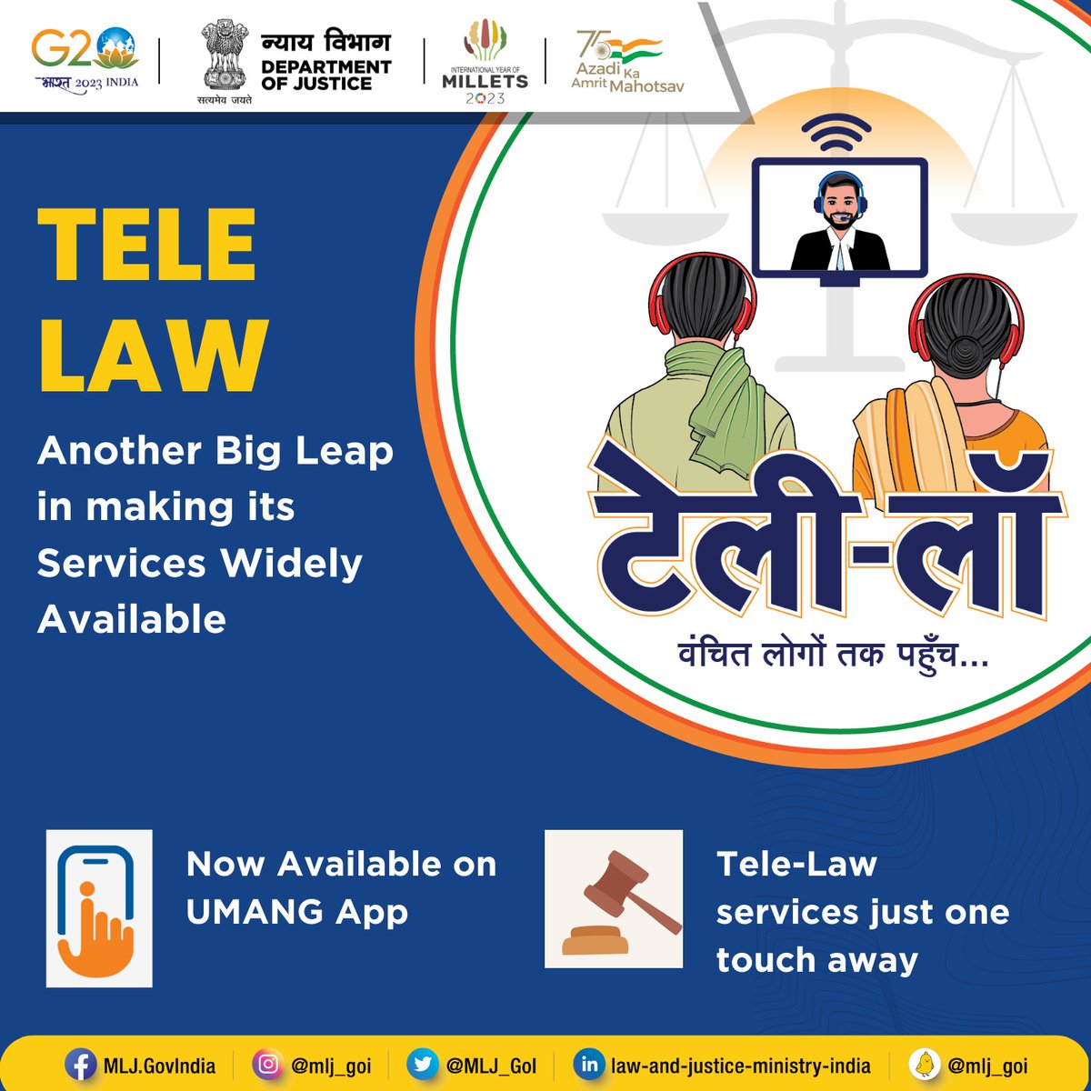 Ministry of Law and Justice on Twitter "TeleLaw in its effort to make prelitigation advice