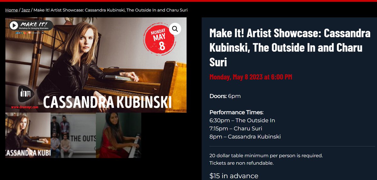charusurimusic's tweet photo. JUST ADDED: Showcase in NYC at DROM @dromnyc on Monday. May 8th with the fabulous @CassandraKub and @Rhodes2D2 ! Come & spice up your Monday night! https://t.co/mH61ID5rZe #jazz #blues #music #allkindsofmusic #drom #nyc #newyorkcity https://t.co/cLP1vG6Fal